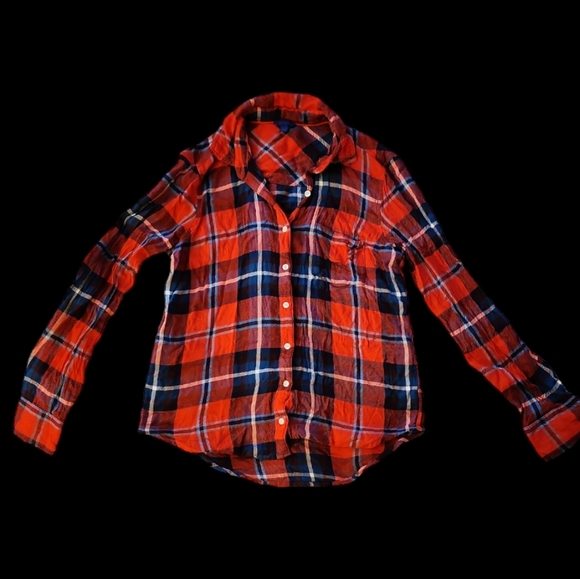 Aeropostale SM Red/Black Plaid Button Down Flannel Shirt - Picture 1 of 12